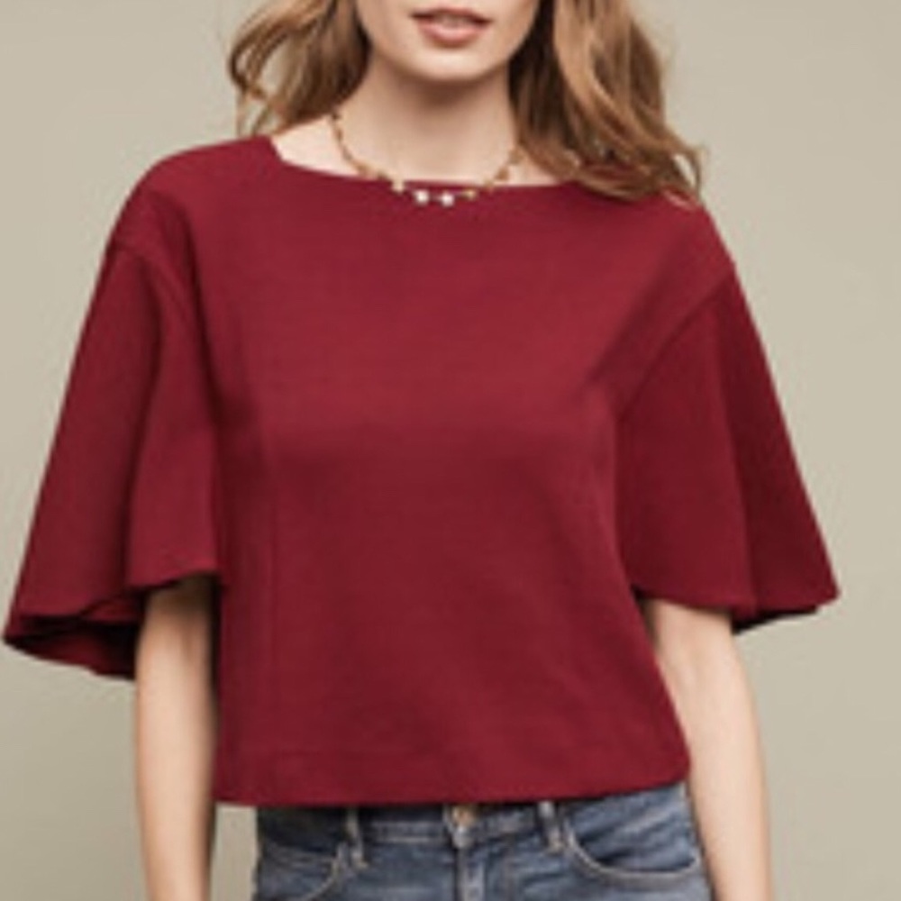 Anthropologie | Cropped Viv Top in Wine